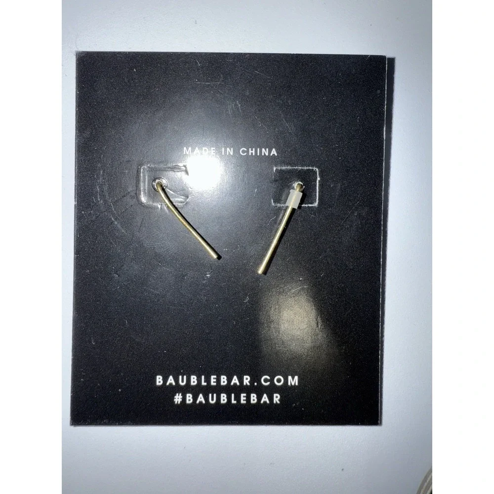 Baublebar Cubic Zirconia Curved‎ Drop Earrings Gold Tone NWT